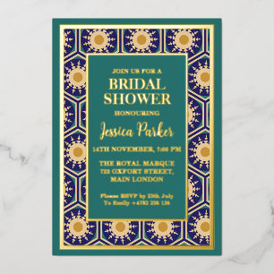 Moroccan Artwork Green Golden Classy Bridal Shower