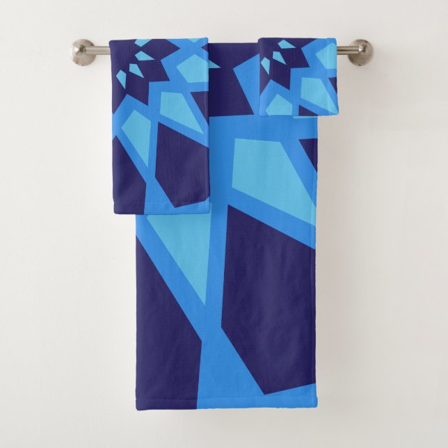 Moroccan Blue Pattern Bath Towel Set (Insitu)
