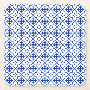 Moroccan Blue Square Paper Coaster