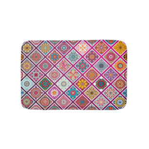 Moroccan Bohemian Mandala Tiles Bath Mat