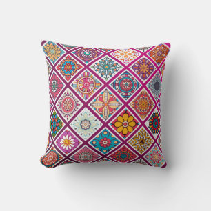 Moroccan Bohemian Mandala Tiles Cushion