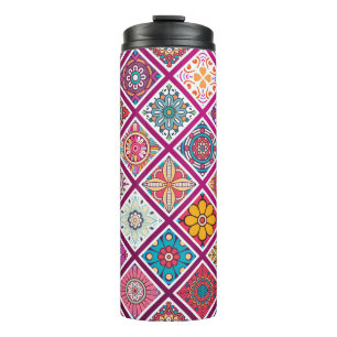 Moroccan Bohemian Mandala Tiles Thermal Tumbler