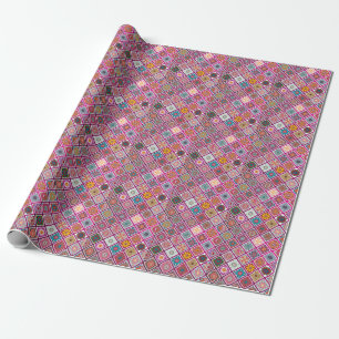 Moroccan Bohemian Mandala Tiles Wrapping Paper