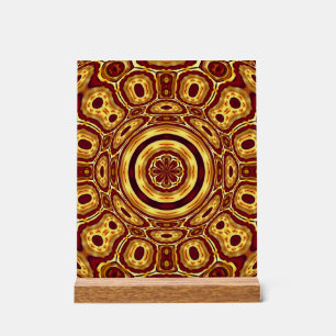 Moroccan Boho Red Gold Abstract Pattern Acrylic Sign