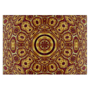 Moroccan Boho Red Gold Abstract Pattern Cutting Board