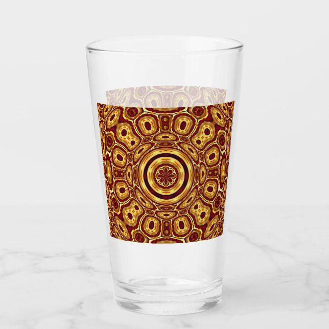Moroccan Boho Red Gold Abstract Pattern Glass (Front)