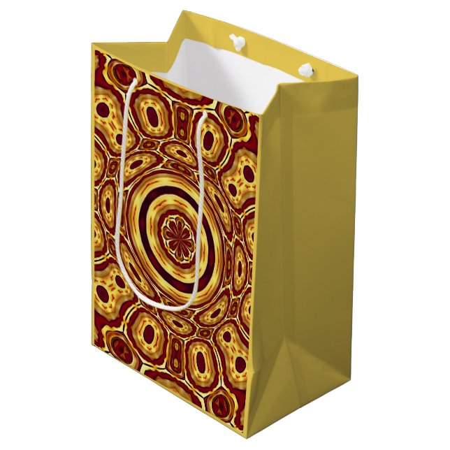 Moroccan Boho Red Gold Abstract Pattern Medium Gift Bag (Front Angled)