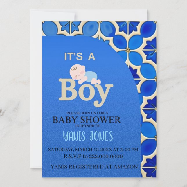 Moroccan boy baby shower Invitation (Front)