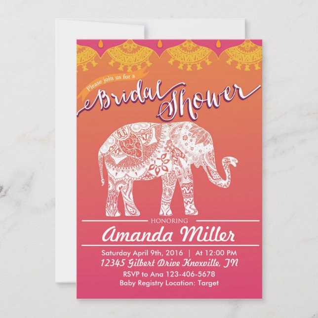 Moroccan Bridal Shower - Indian Inspiration Invitation (Front)