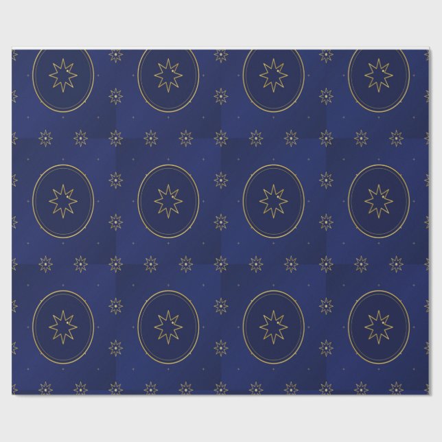 Moroccan Celestial Gold Star Wrapping Paper (Flat)