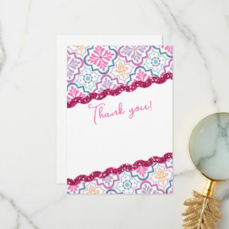 Moroccan Chic Glittery Modern  Thank You Card