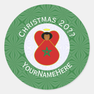 Moroccan Christmas Angel Flag Personalised Classic Round Sticker