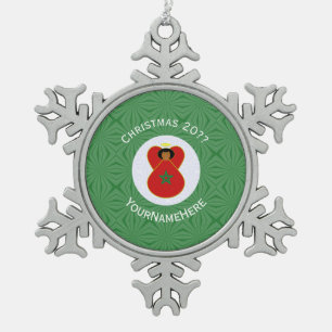 Moroccan Christmas Angel Flag Personalised Snowflake Pewter Christmas Ornament