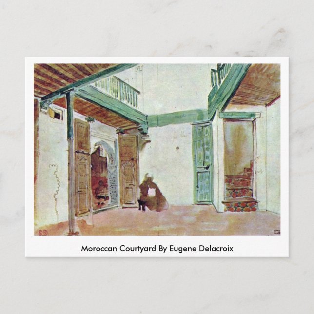 Moroccan Courtyard By Eugene Delacroix Postcard (Front)