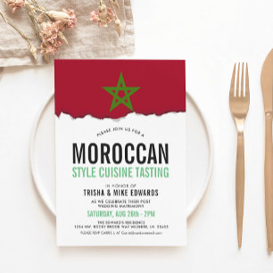 Moroccan Cuisine   Party Flag White Invite