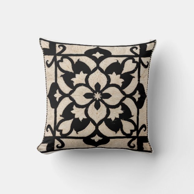 Moroccan Delight: Black and White Kilim Pillows  (Front)
