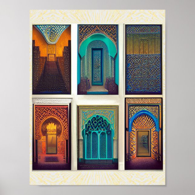 Moroccan designs arches colourful poster print (Front)