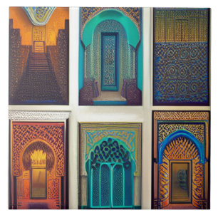 Moroccan designs arches colourful tile