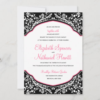 Moroccan Dream Wedding Invitation Black/Pink