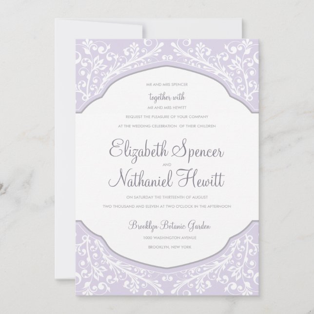 Moroccan Dream Wedding Invitation Lavender (Front)
