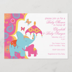 Moroccan Elephant Baby Shower Invitation