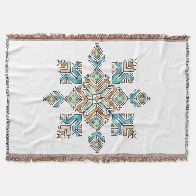 Moroccan Embroidery Star Throw Blanket (Front)
