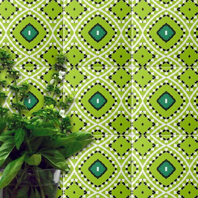 Moroccan Ethnic Lime Green Mosaic Geometric Tile (Creator Uploaded)