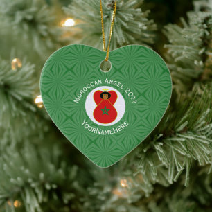 Moroccan Flag Angel Year Your Name Ceramic Tree Decoration