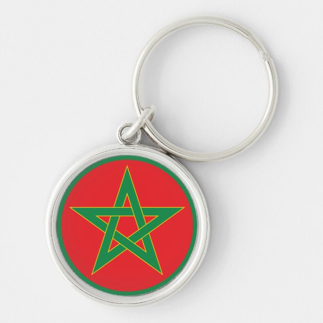 Moroccan Flag Keychain. Key Ring (Front)