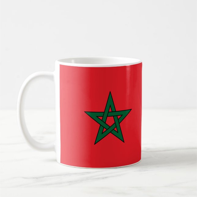 Moroccan Flag Red Green Star Mug (Left)