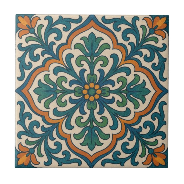 Moroccan Floral Medallion Tile (Front)