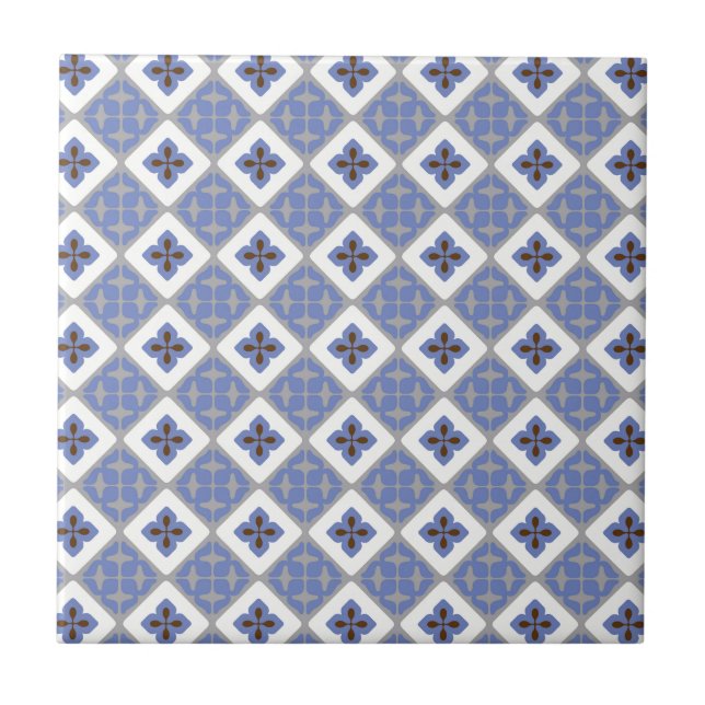 Moroccan Floral Tile Pattern Lilac Grey Brown (Front)