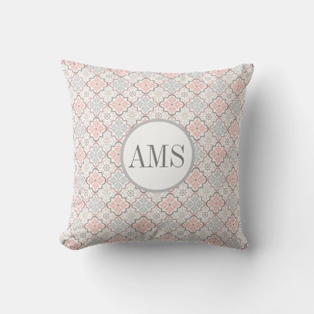 Moroccan Flower Monogram Personalised Cushion (Front)