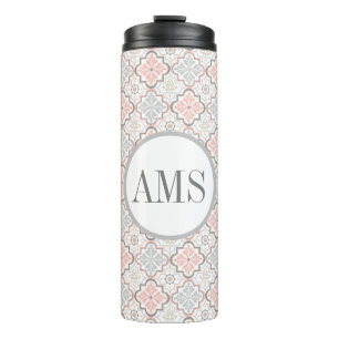 Moroccan Flowers Monogram Personalised  Thermal Tumbler