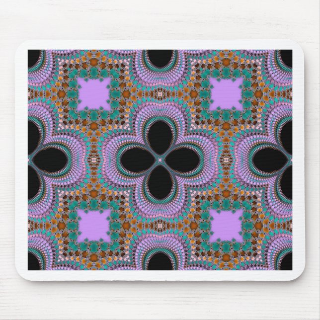 Moroccan Geometric Floral Pattern Mouse Mat (Front)