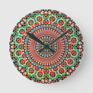 Moroccan Geometric Pattern  Round Clock