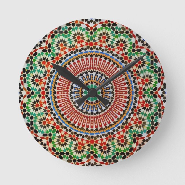 Moroccan Geometric Pattern  Round Clock (Front)