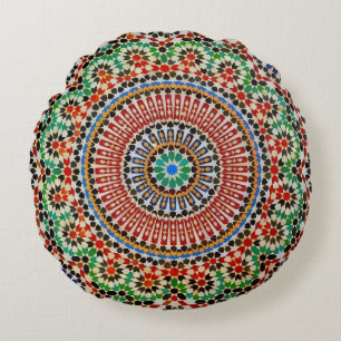 Moroccan Geometric Pattern Round Cushion