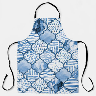 Moroccan geometric, watercolor seamless pattern. apron