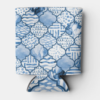 Moroccan geometric, watercolor seamless pattern. can cooler