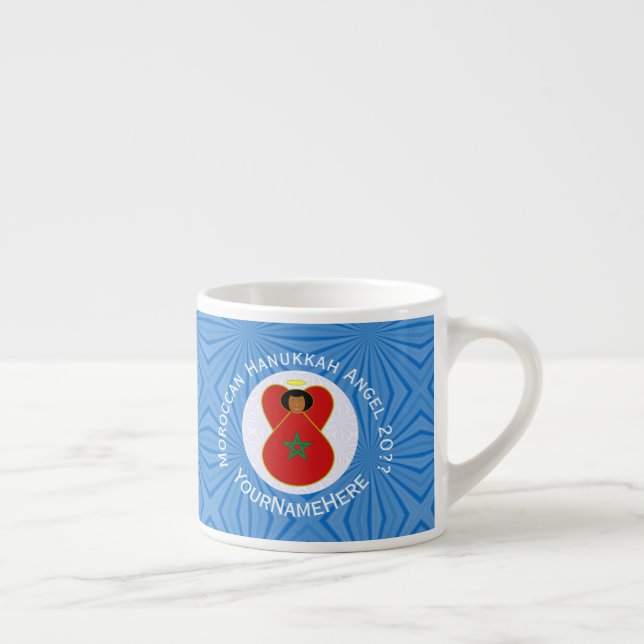 Moroccan Hanukkah Angel Flag Personalised  Espresso Cup (Right)