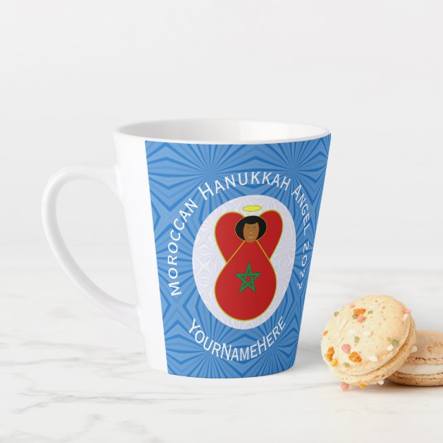 Moroccan Hanukkah Angel Flag Personalised  Latte Mug (In Situ)