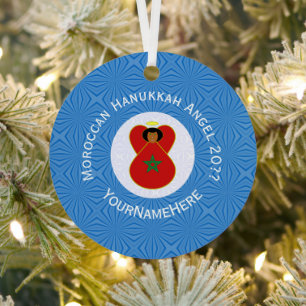 Moroccan Hanukkah Angel Flag Personalised Metal Tree Decoration