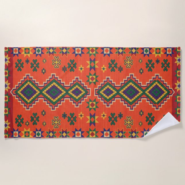 Moroccan Harmony in Orange Beach Towel (Front)