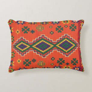 Moroccan Harmony in Orange Decorative Cushion
