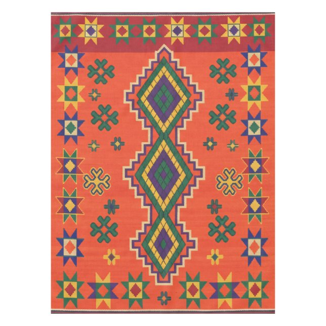 Moroccan Harmony in Orange Tablecloth (Front)