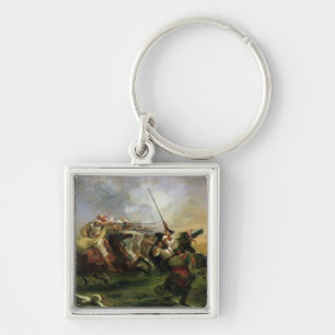 Moroccan horsemen in military action, 1832 key ring