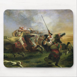 Moroccan horsemen in military action, 1832 mouse mat