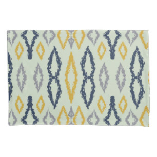 Moroccan Ikat Blue Yellow Mint Pattern Pillowcase