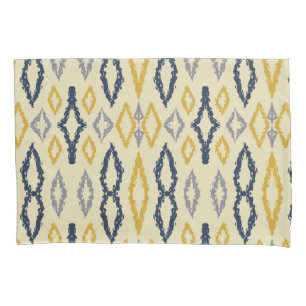 Moroccan Ikat Blue Yellow Pattern   Pillowcase